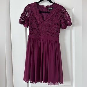Women’s Burgundy Mini Lace Dress